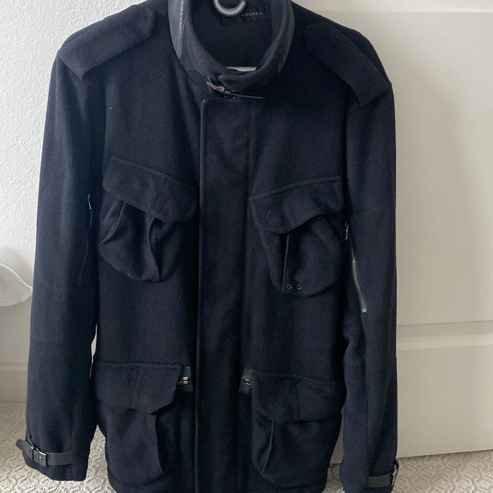 Ralph lauren Black Label Men’s Black Wool Cashmere Lambskin coat Sz Medium